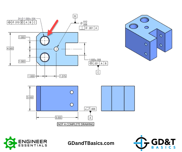 Figure 1 part drawing with basic dimensions updated