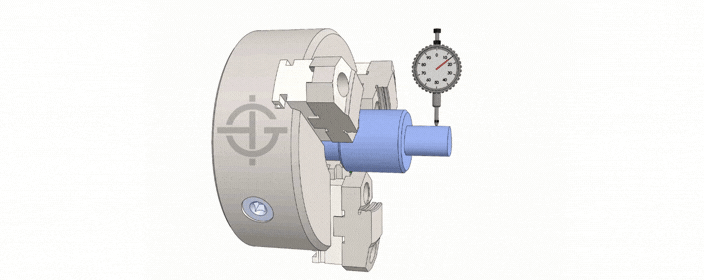 Animation showing inspection of total runout on a cylindrical feature