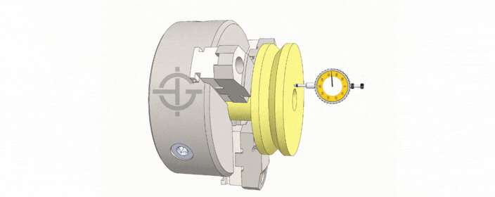 Animation showing measurement of total runout for a surface